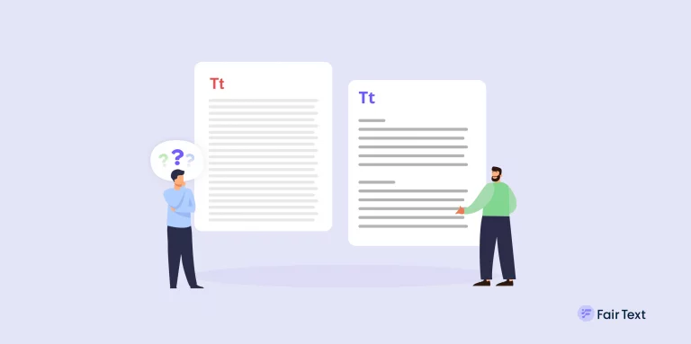 On voit deux personnages illustrés : l'un se tient devant une page au design médiocre, l'air perplexe ; l'autre montre du doigt un document bien structuré.